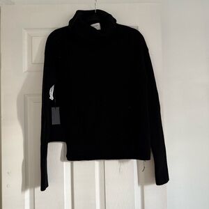 ARITZIA BABATON Black Ribbed Cowl Neck Sweater